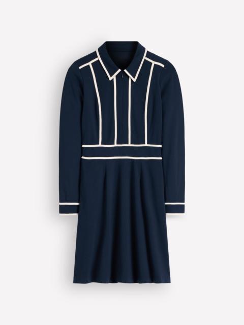BODEN Ula Ponte Short Dress-Navy, Ivory