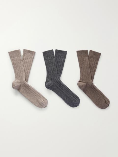 Johnstons of Elgin Set of Three Cashmere-Blend Socks Multi