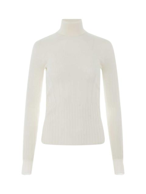 Givenchy Long Sleeve Cyclist Neck Ribbed Sweater in Ivory