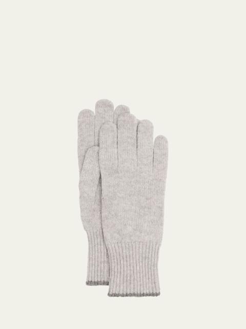Brunello Cucinelli Men's Tipped Cashmere Gloves