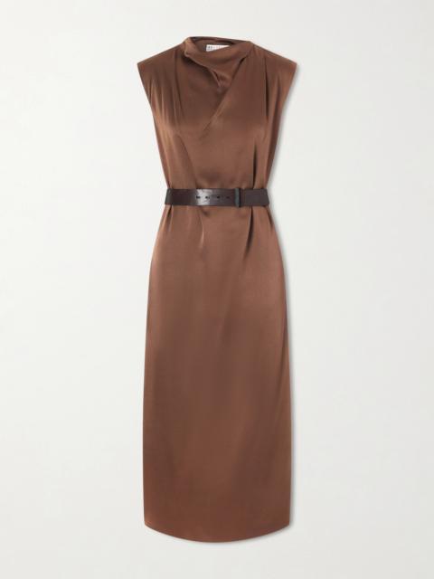 Brunello Cucinelli Belted Satin Midi Dress