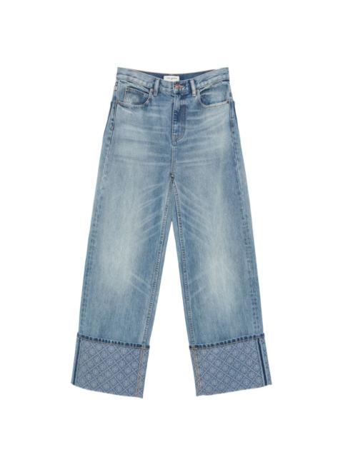TORY BURCH monogram-print turned-up jeans