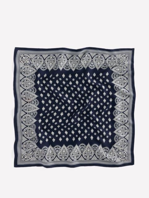 BODEN Elisabeth Silk Square Scarf-French Navy, Ornate Gardenia