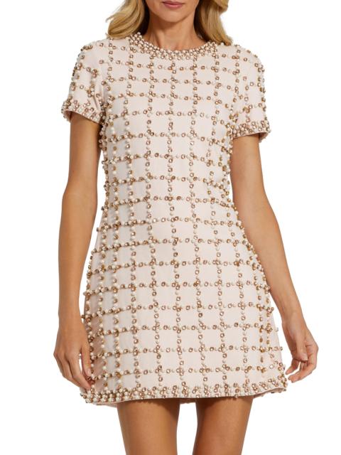 MAC DUGGAL Women's Cocktail Beaded Sheath Minidress - Blush