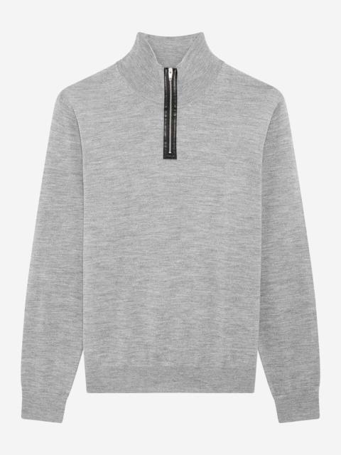 The Kooples GREY STAND-UP COLLAR SWEATER