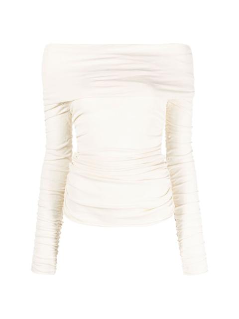 KHAITE off-shoulder long-sleeve top