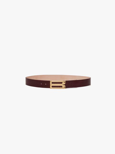Victoria Beckham Jumbo Dorian Belt In Burgundy Croc Embossed Calf Leather