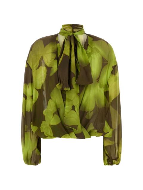 Blumarine print tie-neck blouse
