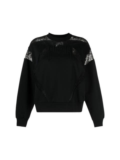 lace-panelled logo sweatshirt