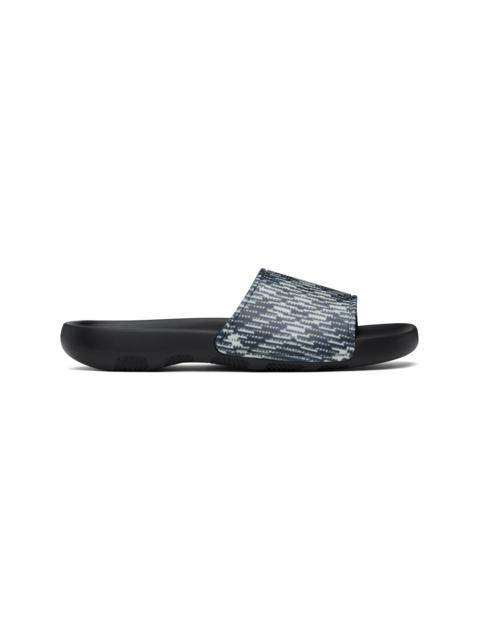 Burberry Black & Off-White Check Dive Slides