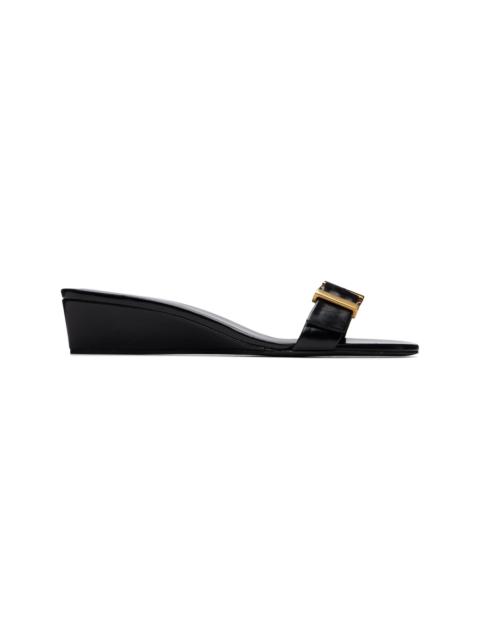 KHAITE Black Manhattan Heeled Sandals