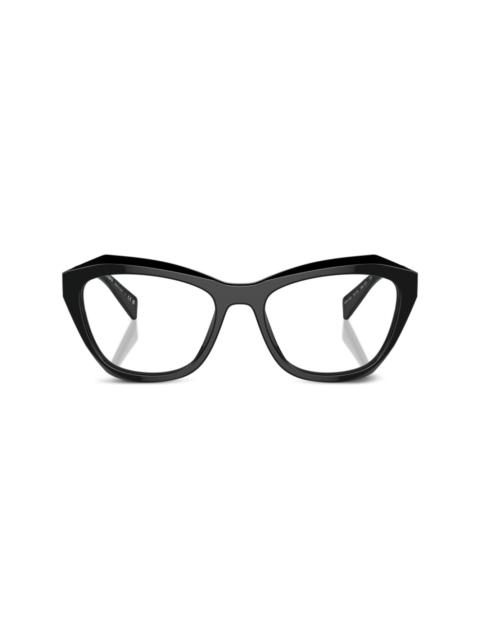 logo-engraved geometric-frame glasses