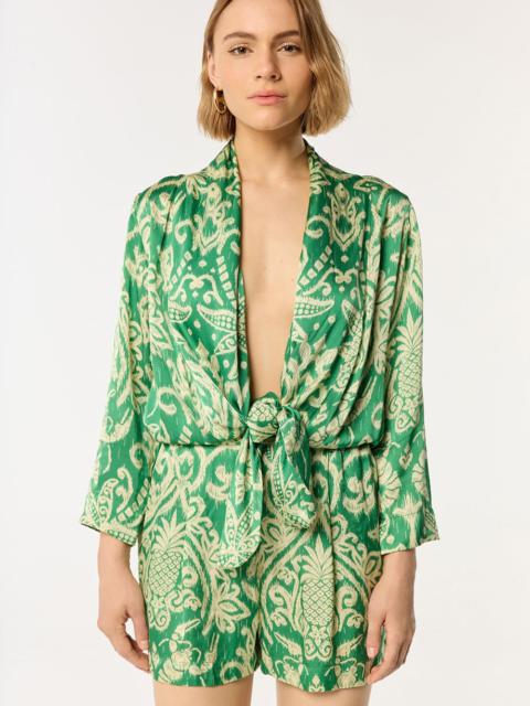Poupette St Barth Short Jumpsuit Celie - Green Macro Ikat