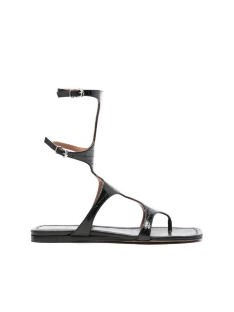 PARIS TEXAS crocodile-effect flat sandals