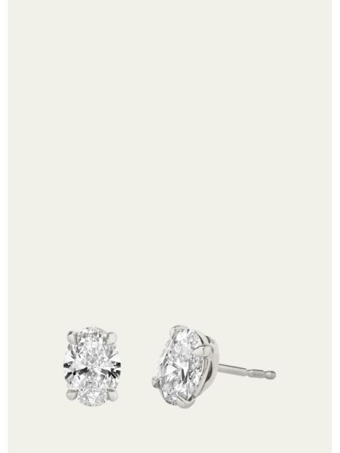 VRAI 14K White Gold Oval Solitaire Lab Grown Diamond Stud Earrings, 1.00tcw