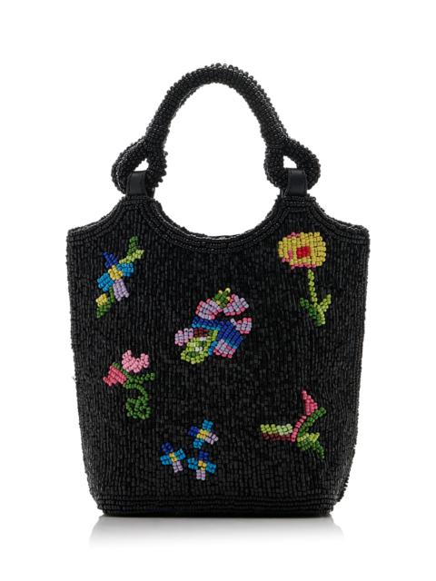 STAUD Zoe Beaded Top Handle Bag black