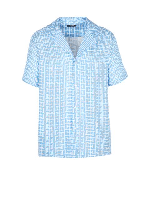 Balmain Monogram print satin shirt