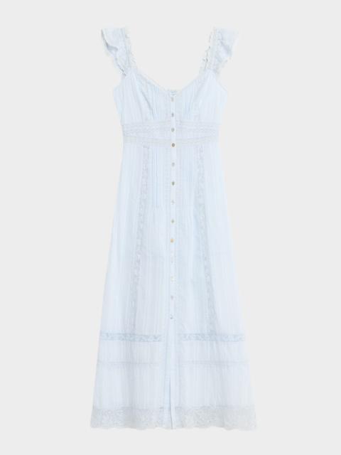 LoveShackFancy Kailette Button-Front Maxi Dress