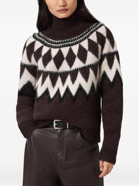ALLSAINTS Tara diamond-pattern roll-neck sweater