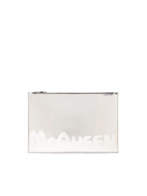 graffiti logo-print clutch