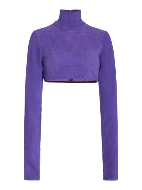 LaQuan Smith Cropped Stretch Suede Top purple