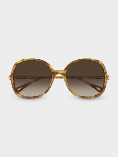 Chloé 57mm Acetate Round Sunglasses