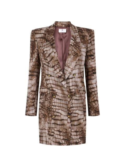 ELISABETTA FRANCHI double-breasted alligator-print mini dress