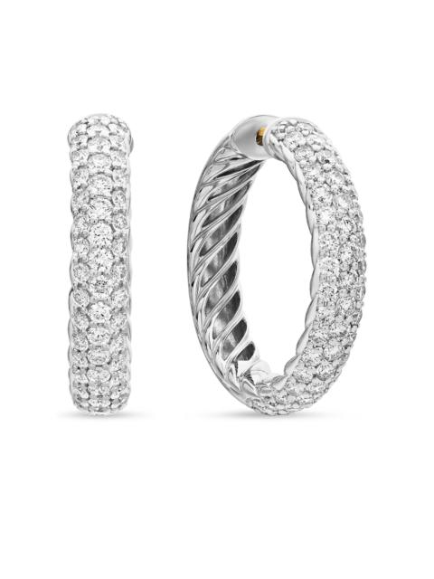 DAVID YURMAN Women's DY Mercer Hoop Earrings In Sterling Silver With Pavé Diamonds - Diamond