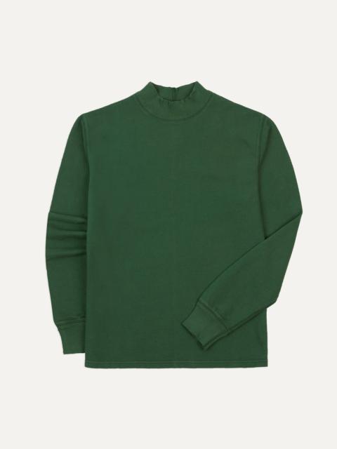 Drake's Green Cotton Long-Sleeve Mock Neck Hiking T-Shirt