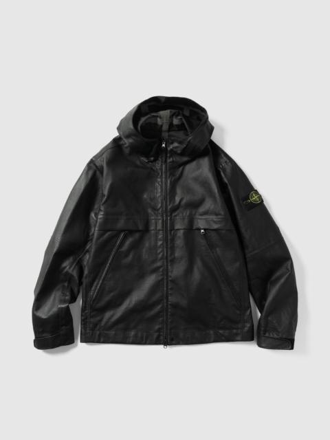 Stone Island Leather Hooded Jacket Black