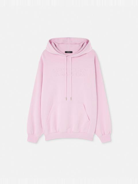 VERSACE Fringed Embroidered Logo Hoodie