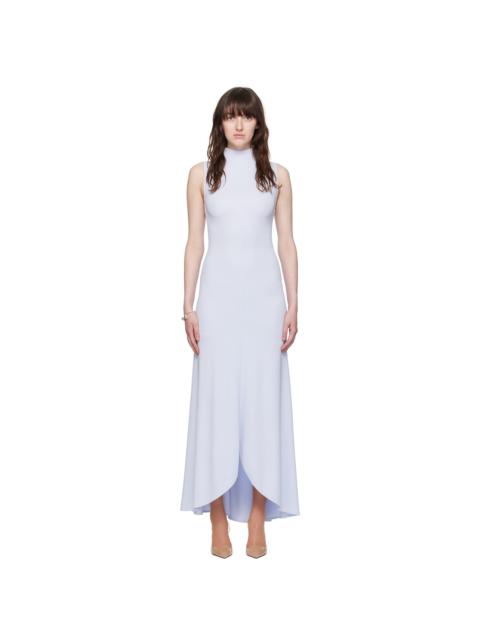 Blue Mock Neck Maxi Dress