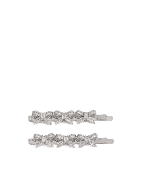 self-portrait crystal-embellished bow hair slides