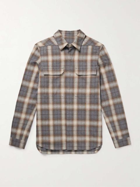 Rick Owens Webbing-Trimmed Checked Cotton-Flannel Overshirt