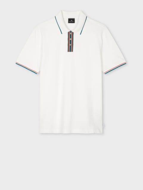 Paul Smith White Polo Shirt With Stripe Tipping