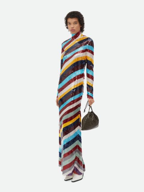 Bottega Veneta Striped Cotton Sequined Dress