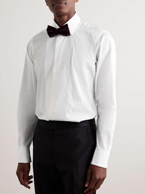 Marcella Bib-Front Cotton and Lyocell-Blend Poplin and Piqué Tuxedo Shirt