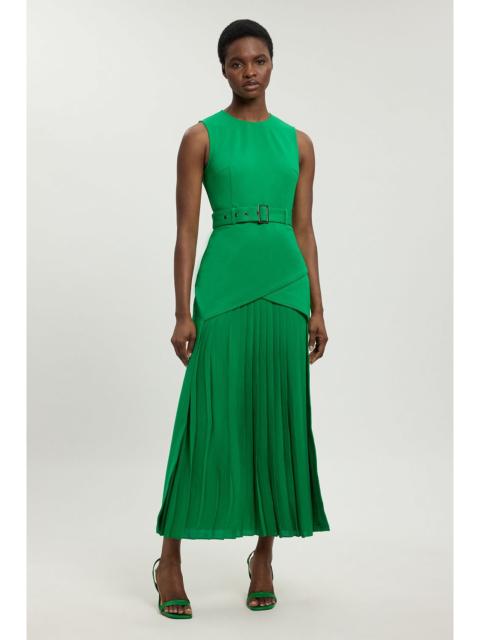 KAREN MILLEN Forever Ponte And Georgette Jersey Pleated Maxi Dress