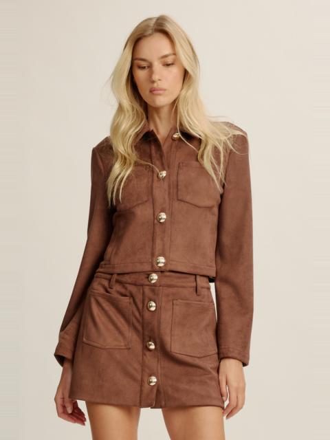 BARDOT Lorenzo Vegan Suede Shirt In Chocolate