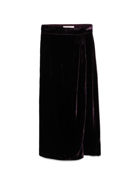 velvet midi skirt