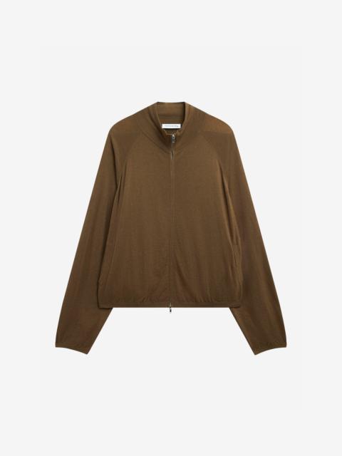 The Frankie Shop Baxe Knit Track Jacket - Dark Camel