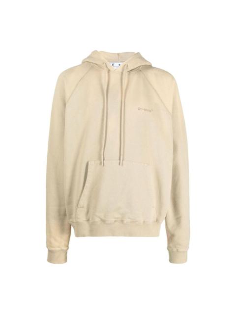 Off-White 남자의 떨어져 백색 뒤 줄무늬 본 인쇄 Pullover 두건 긴 소매 느슨한 적합 베이지 OMBB096F22