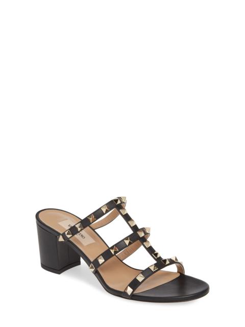 Rockstud Slide Sandal in 0No Nero/Gold