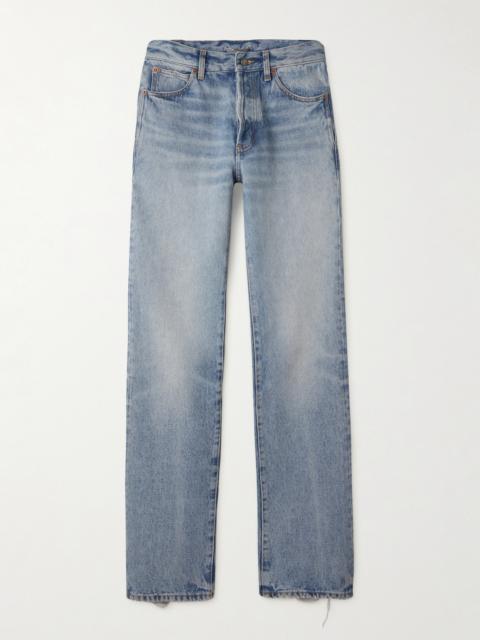 SAINT LAURENT Nico Distressed Mid-rise Straight-leg Jeans