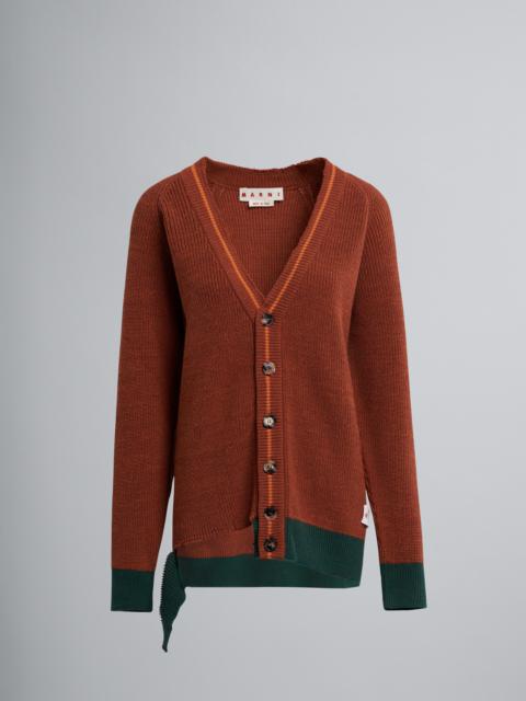 Marni RIBBED BIO COTTON AND WOOL CARDIGAN