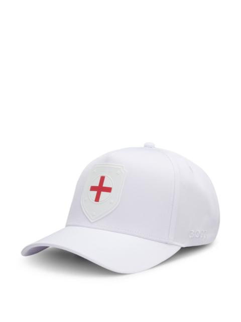 BOSS LOGO CAP IN LUSTROUS TWILL WITH COUNTRY-FLAG BADGE