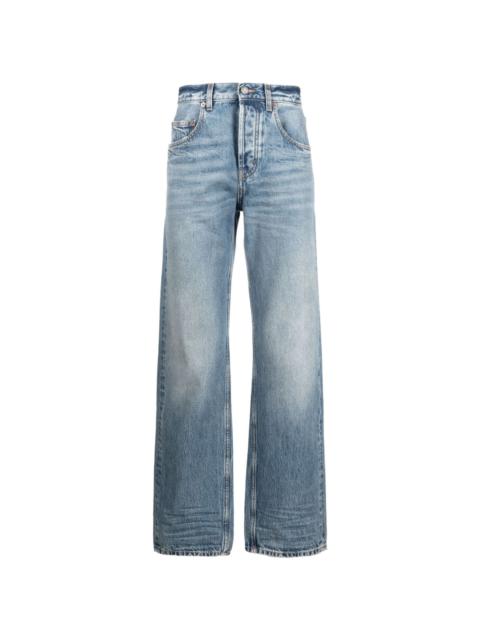 mid-rise straight-leg jeans