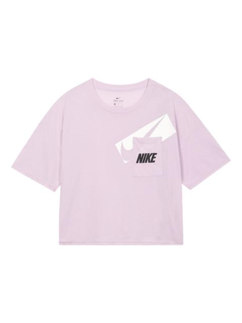 Nike Dri-fit Loose Round Neck Alphabet Short Sleeve Pink Red DC7190-576