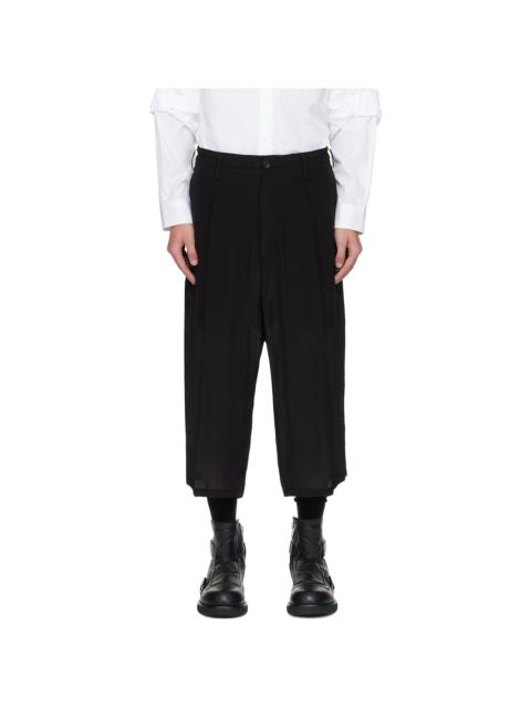 Yohji Yamamoto Black Tucked Seam Wide Trousers