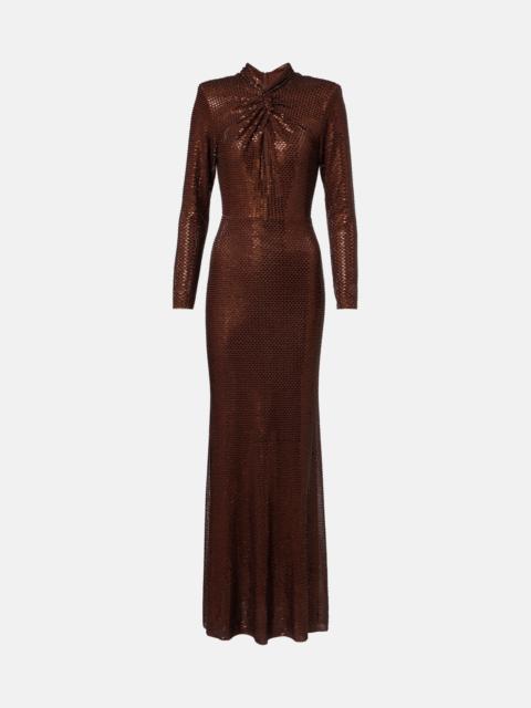 self-portrait Embellished gathered gown